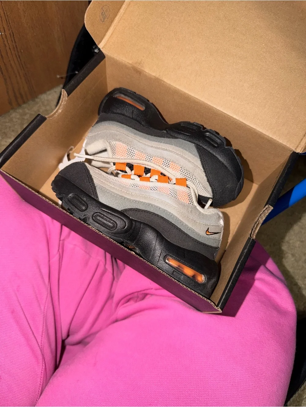 Nike Kids Black, Gray and Orange Air Max Style Sneakers